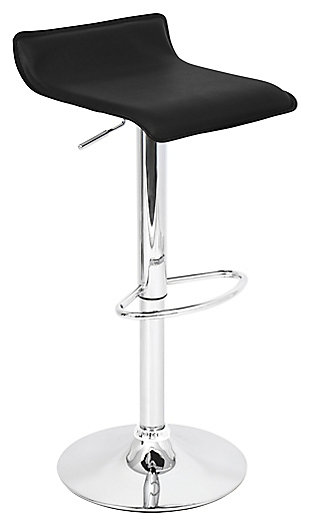 Ale Adjustable Height Bar Stool with Swivel, Black, large