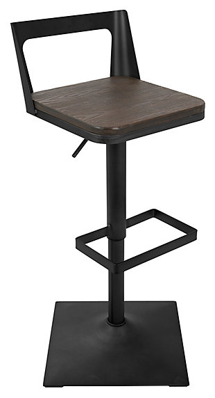 Howie Adjustable Height Industrial Bar Stool, , large