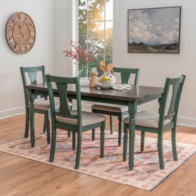 D6000235CN Linon Wesley Dining Table and 4 Chairs Set, Teal B sku D6000235CN