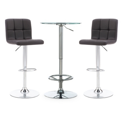 Linon Dawson Dining Table and 2 Bar Stools Set, Black, large