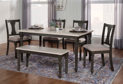 Linon Wesley Dining Table and 5 Chairs Set, Gray, rollover