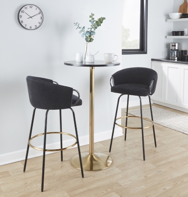 LumiSource Claire Barstool (Set of 2), Black