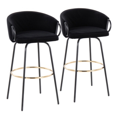 LumiSource Claire Barstool (Set of 2), Black, large