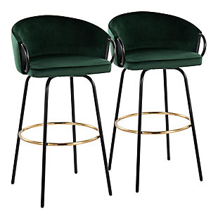 LumiSource Claire Barstool (Set of 2), Green, large