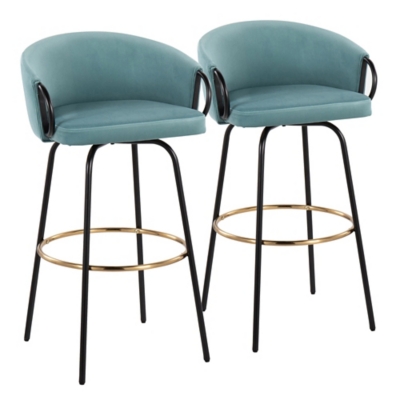 LumiSource Claire Barstool (Set of 2), Blue, large