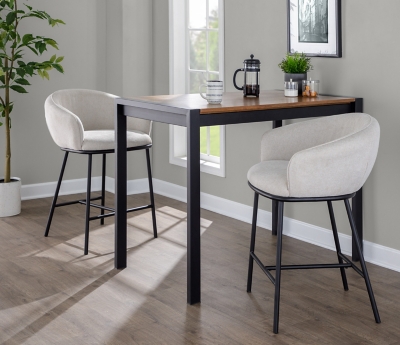 LumiSource Ashland Counter Stool (Set of 2), Cream, rollover