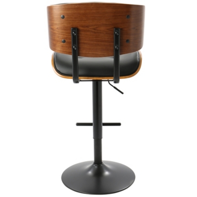 Lombardi Adjustable Height Bar Stool with Swivel, Black, large