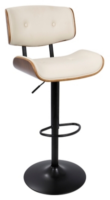 Lombardi Adjustable Height Bar Stool with Swivel, Cream, large