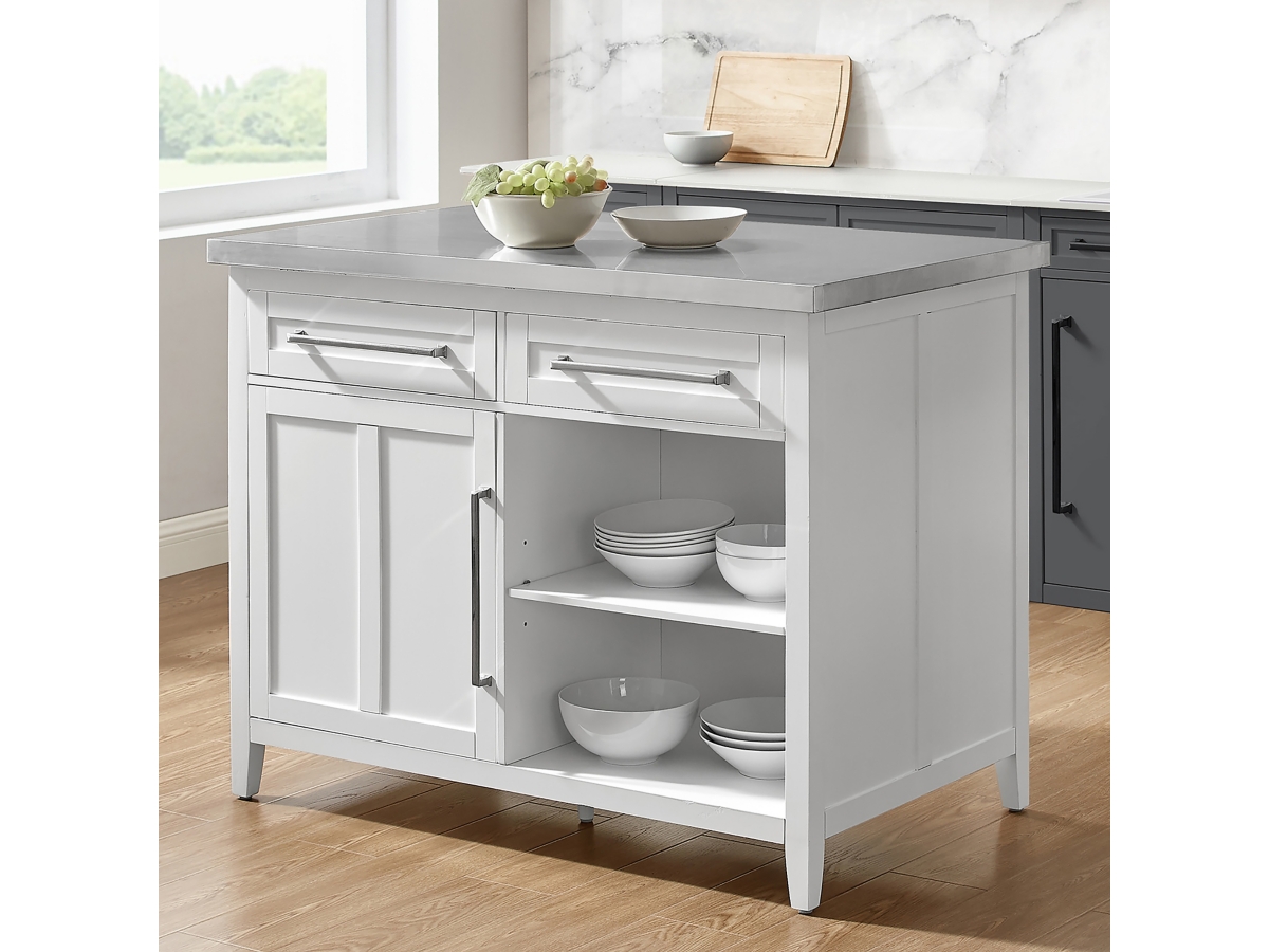 Silvia Stainless Steel Top Kitchen Island Ashley