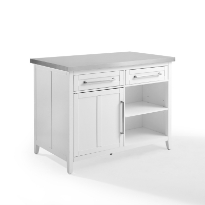 cuisine kitchen island with stainless steel top - White