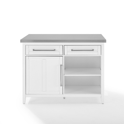 cuisine kitchen island with stainless steel top - White