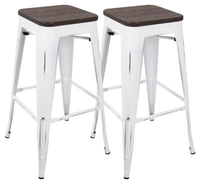 D600051-124 Oregon Bar Height Bar Stool Set, White/Espresso sku D600051-124