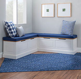Linon Landin Two Toned Nook With Cushion Set, Blue, rollover