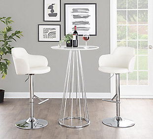 LumiSource Canary Bar Table, White/Silver, rollover