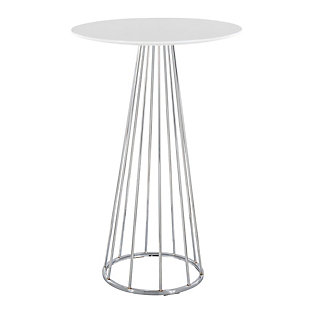 LumiSource Canary Bar Table, White/Silver, large