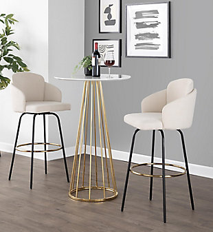 LumiSource Canary Bar Table, White/Gold, rollover