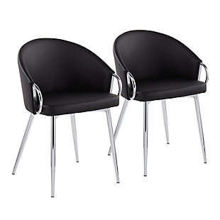 LumiSource Claire Chair (Set of 2), Black/Silver, large