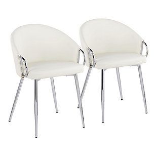 LumiSource Claire Chair (Set of 2), White/Silver, large