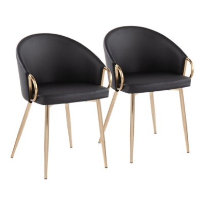 LumiSource Claire Chair (Set of 2), Black/Gold, large