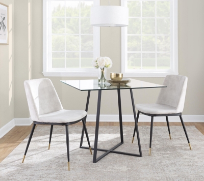 LumiSource Cosmo Square Dining Table, Clear/Black, rollover