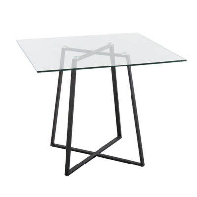 LumiSource Cosmo Square Dining Table, Clear/Black, large