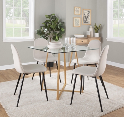 LumiSource Cosmo Square Dining Table, Clear/Natural