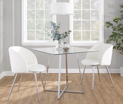 LumiSource Cosmo Square Dining Table, Clear/Chrome