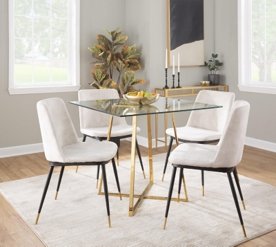 D6000542CN LumiSource Cosmo Square Dining Table, Clear/Gold sku D6000542CN