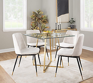 LumiSource Cosmo Square Dining Table, Clear/Gold, rollover