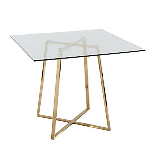 LumiSource Cosmo Square Dining Table, Clear/Gold, large
