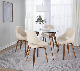 LumiSource Fabrico Chair (Set of 2), Cream/Walnut, rollover