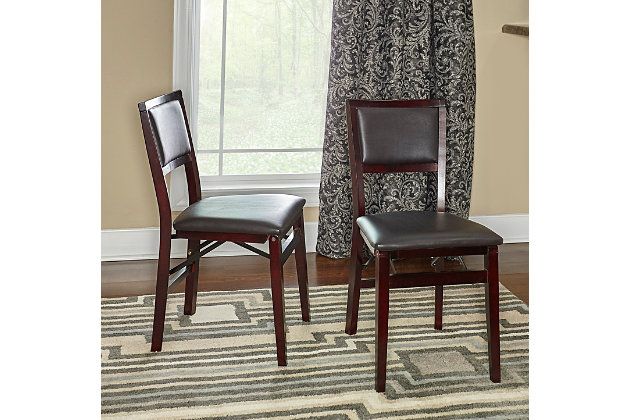 Dakota Folding Chair Set Of 2, Padded Wooden Folding Dining Chairs