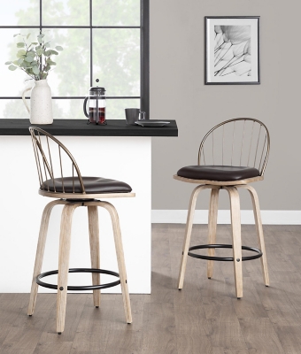 D6000571CN LumiSource Riley Counter Stool (Set of 2), Brown/W sku D6000571CN