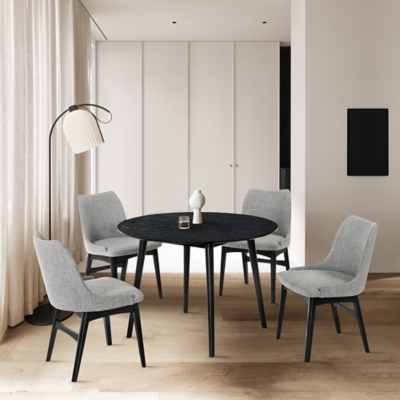 Arcadia/Azalea Dining Table and 4 Chairs Set, Gray/Black