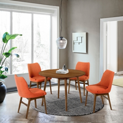 Arcadia/Azalea Dining Table and 4 Chairs Set, Orange/Walnut, large