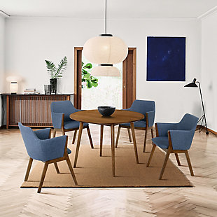 Arcadia/Renzo Dining Table and 4 Chairs Set, Blue/Walnut, rollover
