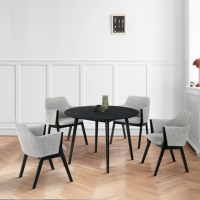 Arcadia/Renzo Dining Table and 4 Chairs Set, Gray/Black