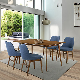 Westmont and Azalea Dining Table and 4 Chairs Set, Blue/Walnut, rollover