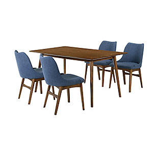 Westmont and Azalea Dining Table and 4 Chairs Set, Blue/Walnut, large