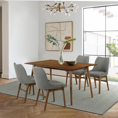 Westmont and Azalea Dining Table and 4 Chairs Set, Charcoal/Walnut