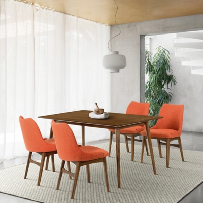 Westmont and Azalea Dining Table and 4 Chairs Set, Orange/Walnut