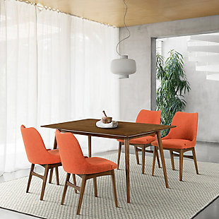 Westmont and Azalea Dining Table and 4 Chairs Set, Orange/Walnut, rollover