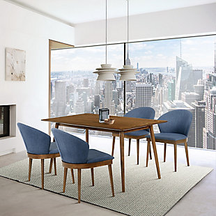 Westmont and Juno Dining Table and 4 Chairs Set, Blue/Walnut, rollover