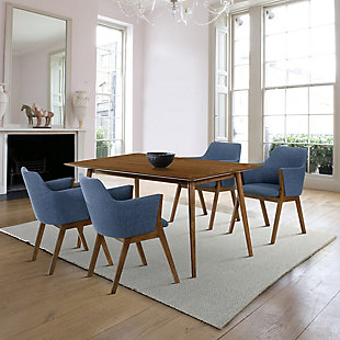 Westmont and Renzo Dining Table and 4 Chairs Set, Blue/Walnut, rollover