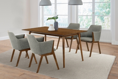 Westmont and Renzo Dining Table and 4 Chairs Set, Charcoal/Walnut