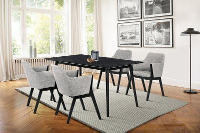 Westmont and Renzo Dining Table and 4 Chairs Set, Gray/Black