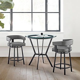 Naomi and Lorin Counter Height Dining Table and 2 Barstools Set, Gray/Black, rollover
