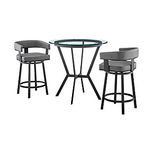 Naomi and Lorin Counter Height Dining Table and 2 Barstools Set, Gray/Black, large