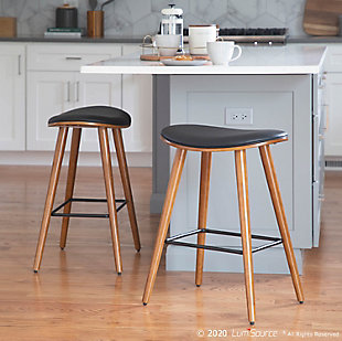 Saddle Counter Stool (Set of 2), Black, rollover