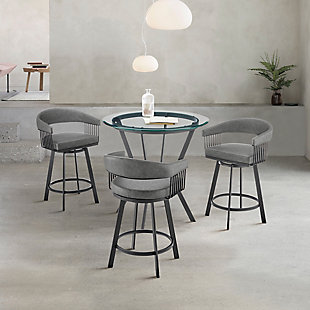 Naomi and Chelsea Counter Height Dining Table and 3 Barstools Set, Gray/Black, rollover